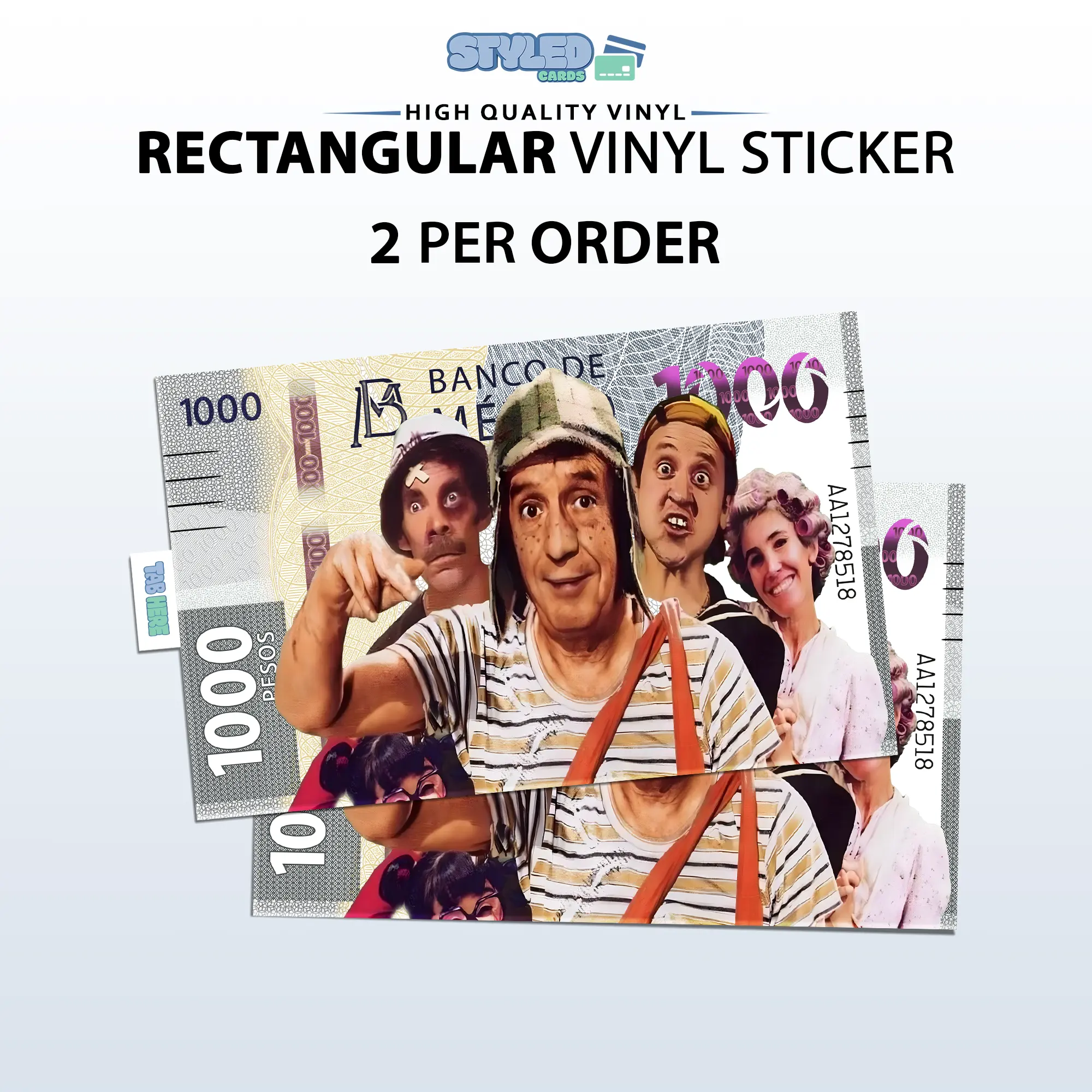 1000 pesos of chavo rectangular vinyl sticker