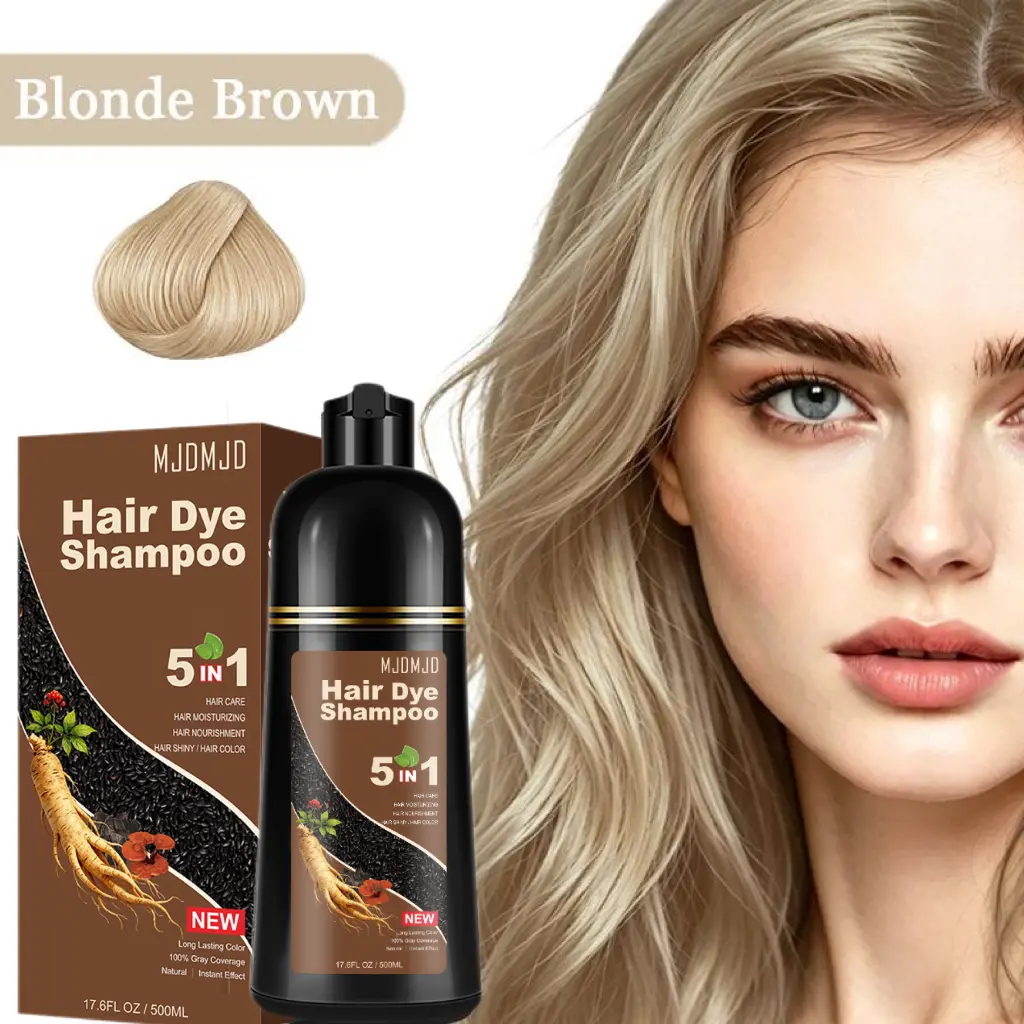 Blonde Brown Hair Dye Shampoo 5 in 1, Natural Hair Color Shampoo, Brown Hair Colors in 10-15 mins, 17.6 Fl Oz (Blonde brown), Paraben Free, Hypoallergenic,Haircare