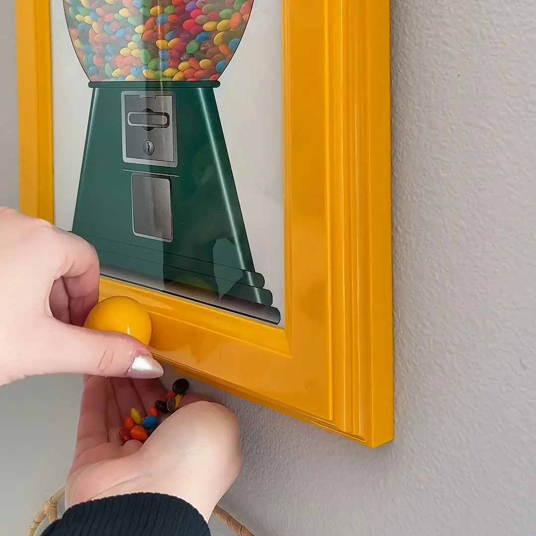 Wall-Mounted Square Photo Frame with Candy Dispenser, Square Picture Frame, Perfect for Displaying Photos & Snacks, Ideal for Kitchen & Home Use