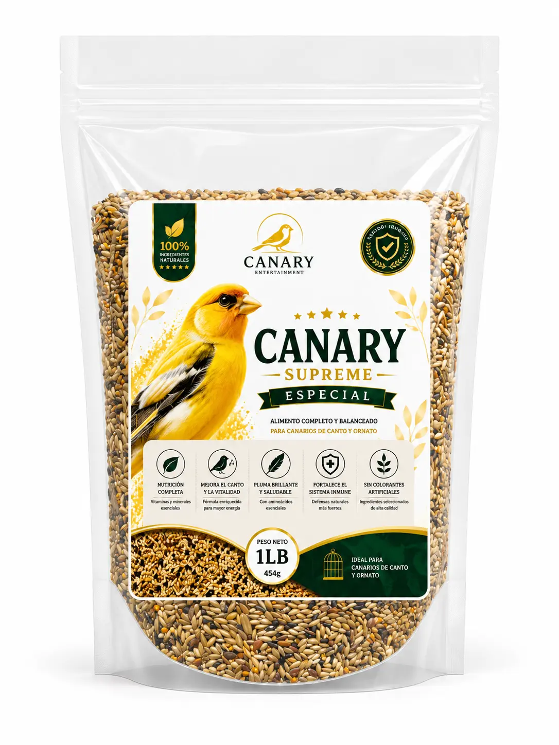 Canary Supreme Especial Bird Seed Mix for Singing & Ornamental Canaries | Natural Premium Food | 1 lb (454 g)