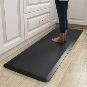 44x150cm Anti-Fatigue Kitchen Standing Mat, Kitchen Runner Rug, PVC Leather Non-Slip Waterproof Oil-Resistant Thick Rubber Base for Office Laundry Room Bathroom