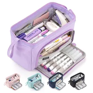 Large Capacity Stationery Storage Bag, Handheld Large Pen Box, Girls Makeup Organizer, Unisex Student School Office Supplies