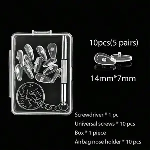 Eyeglasses Nose Pads, Upgraded Soft Silicone Air Chamber Eyeglass Nose Pads, 5 Pairs of Screw-in 15mm Glasses Nose Pad Set with Screws and Micro Screwdriver