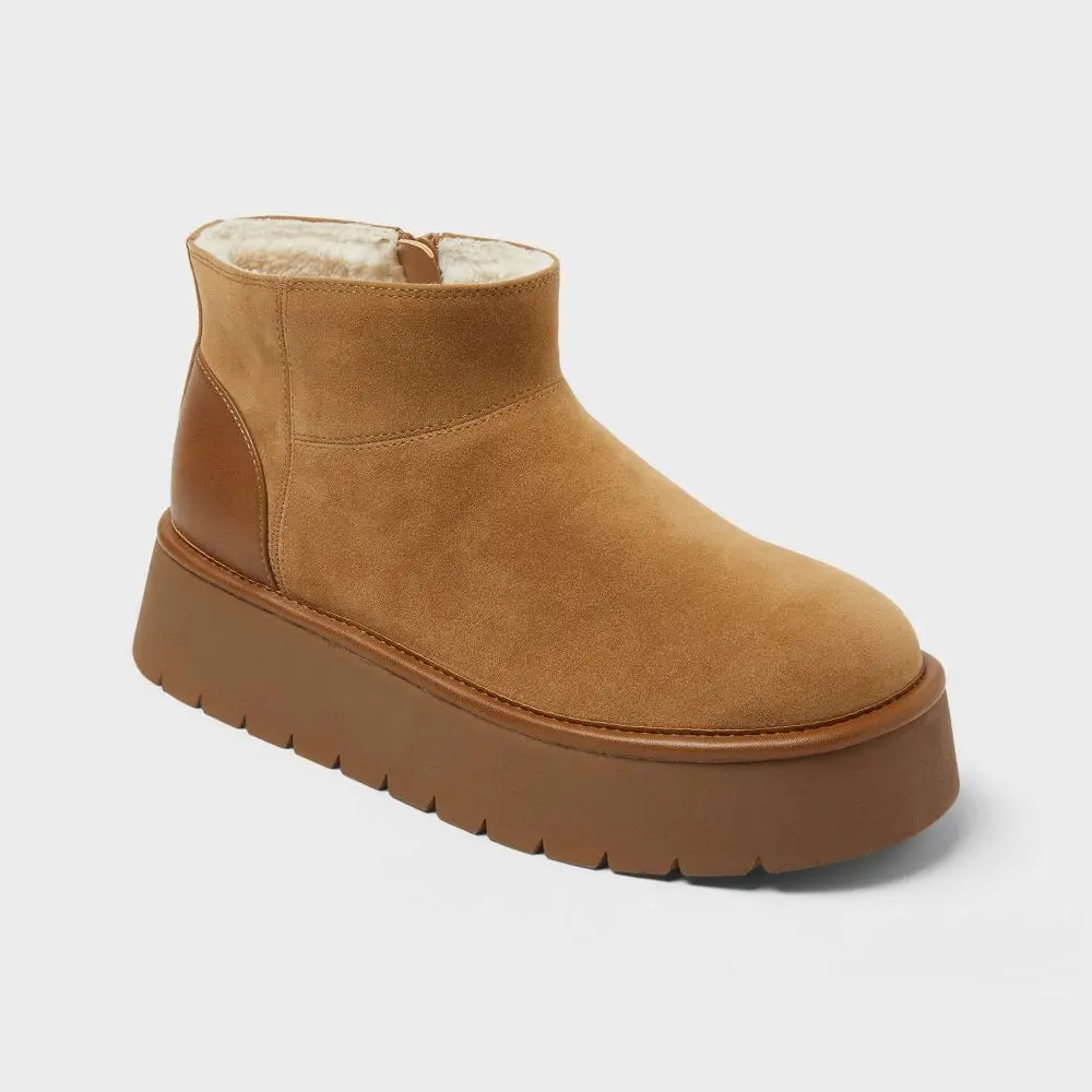 Women’s Missy Faux Suede Boots with Faux-Shearling Lining and Memory Foam Insole - Wild Fable, Faux‑Shearling Lin