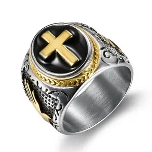 Holy Cross ring Vintage Cruciffix Ring ，Prayer Cross Blessing Rings for men，Best Gift for men