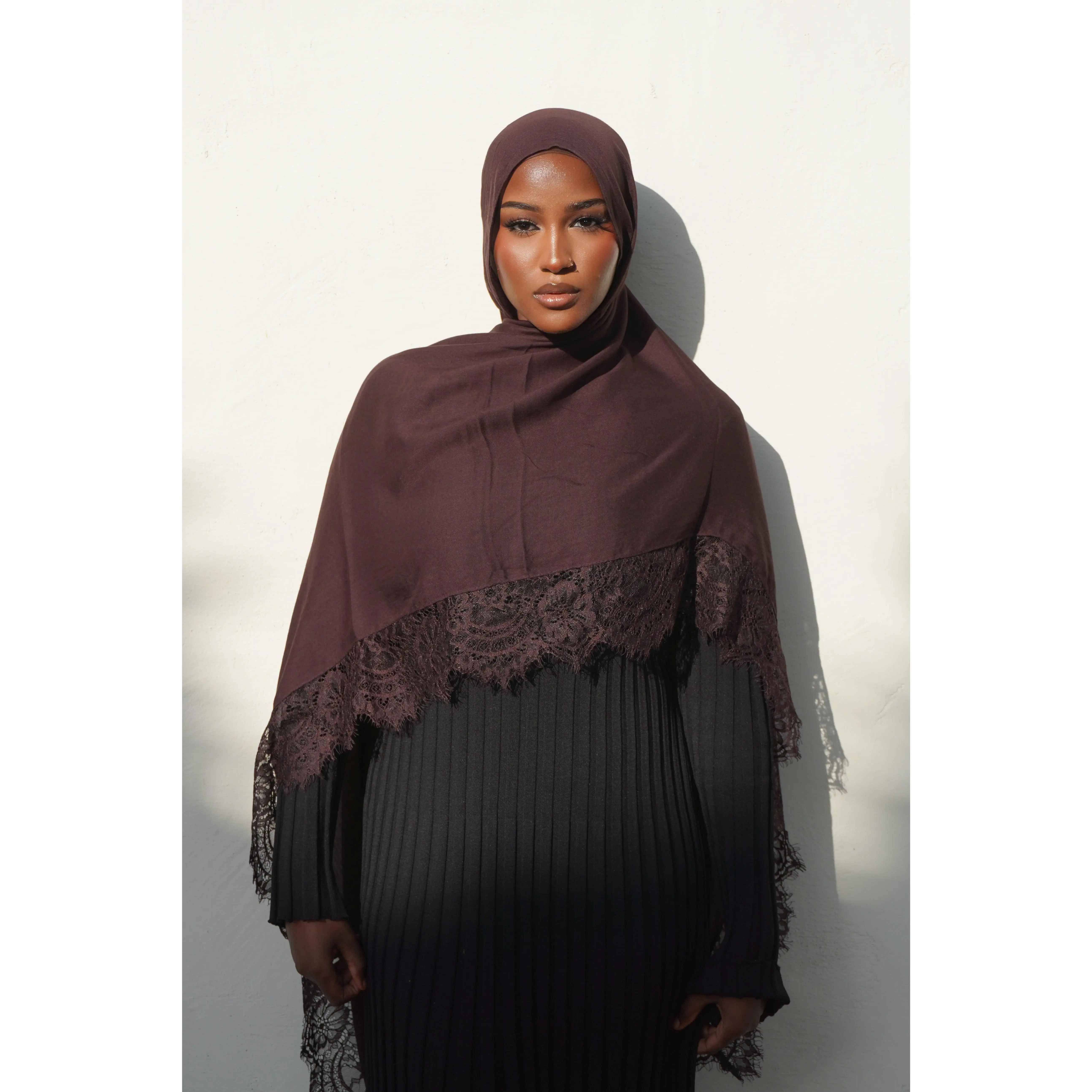 Lace Modal Hijab Set - Truffle Mauve