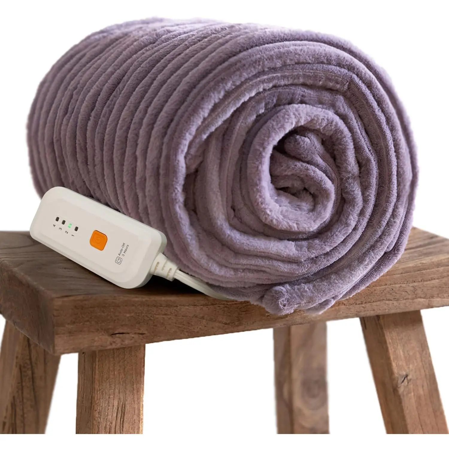 Electric Blanket Heated Throw 50''X60''- Ribbed Faux  Heated Blanket with 4 Heating Level & 3 Hour Auto Off Heating Blanket, ETL&FCC Certified Machine Washable(Violet)