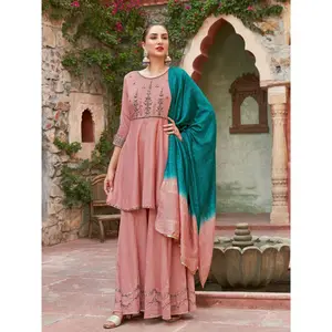 Tas Pink Chinon Sharara Suit
