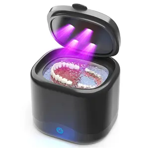 Ultrasonic Retainer Cleaner, 30W/45kHz Professional Ultrasonic Cleaner for Denture, Aligner, Toothbrush Head, Mouth Guard, 230ML Portable Ultrasonic Jewelry Cleaner for Home or Travel (Black)