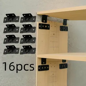 16-Piece Metal Fixed Clips Set, L-Shape 90-Degree Connectors for Furniture Shelves, Thickened Stands, Easy Installation No Tools Needed, Multiple Projects