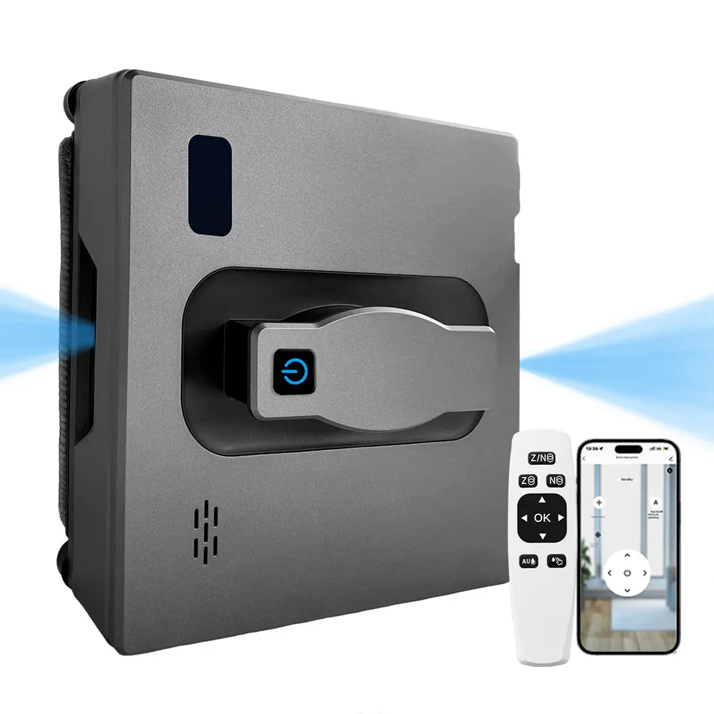 PuRuiKai HCR-21B Window Cleaning Robot with Dual Water Spray, 2500Pa Strong Suction, TUYA App Control, for High-Rise/ frameless glass, bathroom doors, mirrors, High-Rise Windows, Targeted Cleaning, New, Manufacturer Warrenty