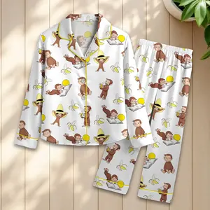 Curious George Monkey Pajamas,Inspired Cartoon Pajama, Vintage Y2K Graphic PJS,Classic Cartoon Monkey,Childhood Character Art,Gift for her