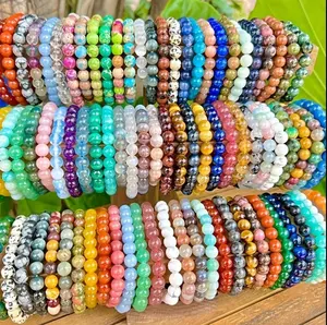 Natural Crystal Bracelet Cinnabar Jade Agate Hematite Tiger Eye Black Obsidian Bodhi Beads Real Gem Stone Protection Spiritual Grounding Daily Calming Gift