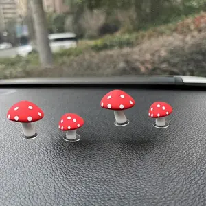 2pcs Cute Mushroom Healing Decoration Series Car Decorations, New Car Interior Car Center Console Ornaments, Car Dashboard Decoration