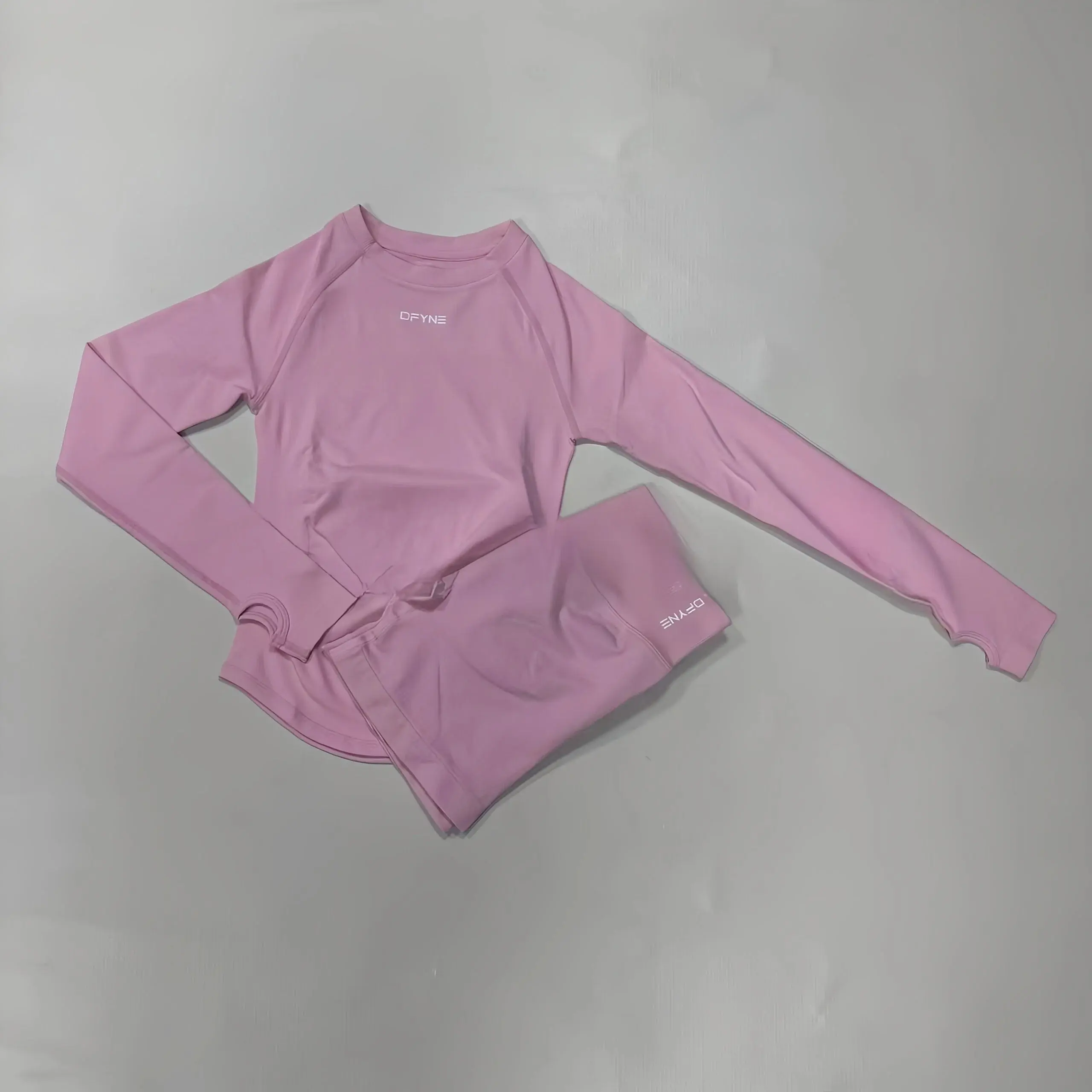 DFYNE Workout Set Women, Long Sleeve Gym Top & Sculpting Shorts Yoga Fitness Activewear 2 Piece Outfit, Defyne Workout Set, Women's Clothes, 2 Piece Sets