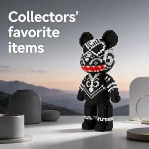 Bear Series 3D Puzzle Building Blocks Decoration, Animals, Bookshelf Home Office Cabinet Decor, Party Living Room TV Stand Display Gift, Block Figures