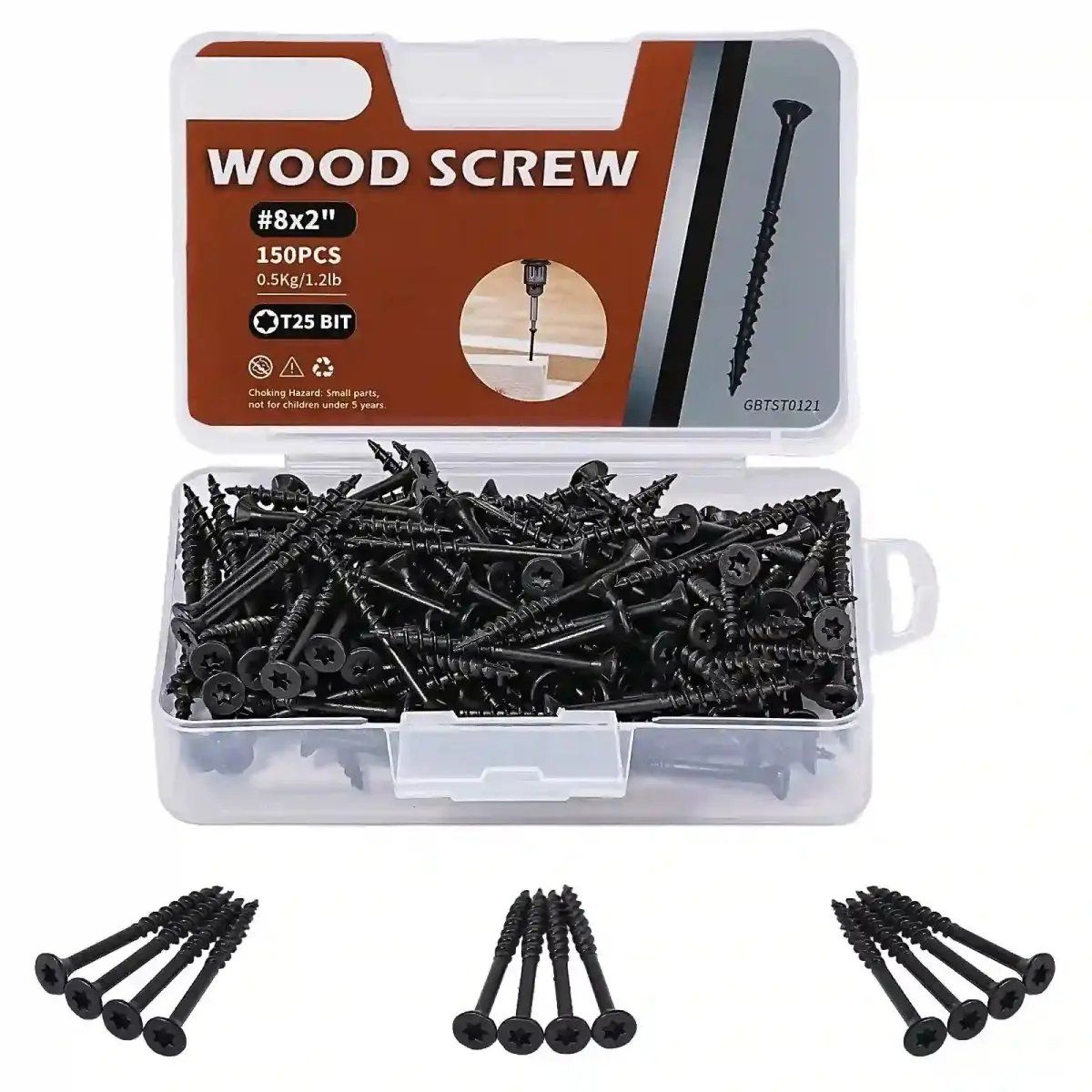 Black Exterior Deck Screws - T25 Torx Drive, Bugle Head, 400pcs, 1000hr Salt Spray Rated (Salt Spray Test Passed, Includes Matching Bit) for Outdoor Furniture