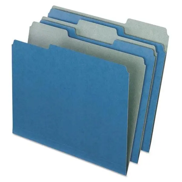 Pendaflex 04302 Earthwise Recycled Colored File Folders - 1-by-3 Cut Top Tab, Letter Size, Blue, Paper, Recycled Material, Scored at Bottom, Prevents Misfiling