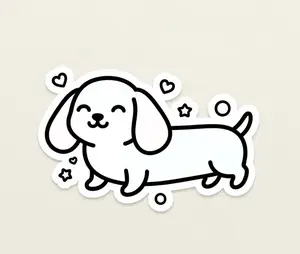 Cute Dachshund Dog Vinyl Sticker, Weiner Dog Decal