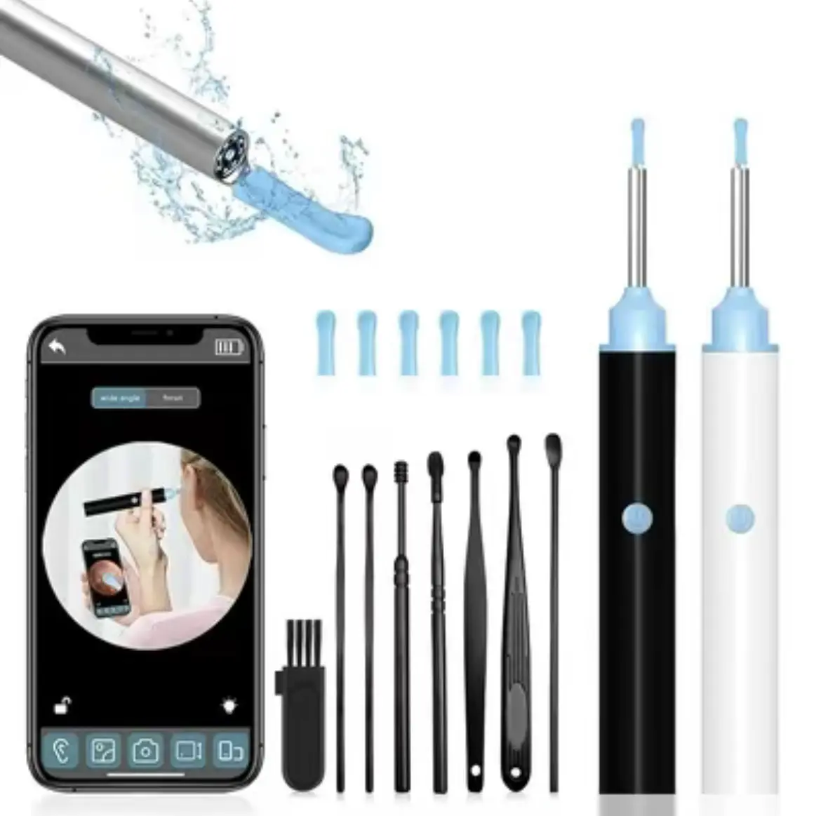 High Definition Ear Wax Removal, Ear Cleaner with Camera and Light, FSA HSA Eligible, Ear Wax Removal Tool Camera with 1296P, Ear Cleaning Kit with 6 Spoons, Ear Camera for iOS & Android