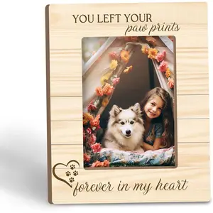 Forever Dog Memorial Picture Frame 5x7, Pet Sympathy Gifts Photo Frame, Gift for Loss of Dog Cat, You Left Your Paw Prints Forever in My Heart Memorial Picture Frames for Home Room Decor