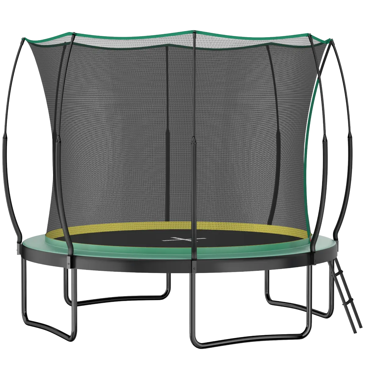 10FT Springfree Fitness Trampoline – Outdoor Rebounder with No-Gap Bungee Cords, Silent Bounce, Zipper-Closed Safety Net, Fiberglass Poles, PVC Polypropylene Pad, Galvanized Painted Frame, 4 W-Shaped Legs, Ladder & Shoe Bag