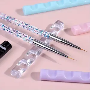 [5-slot Acrylic Pen Rest Holder] 1pc 5-slot Acrylic Pen Rest, Nail Brush Rack, Painting Pen Rest Holder, Desktop Pen Stand, Colorful UV Gel Brush Display Holder