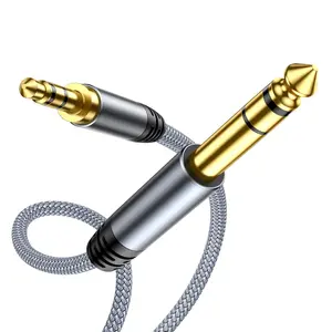 3.5mm to 6.35mm Stereo Audio Cable - 6 ft, 1/4 to 1/8 TRS Bidirectional Stereo Cable for Guitar, Home Theater, Speakers and Amplifiers
