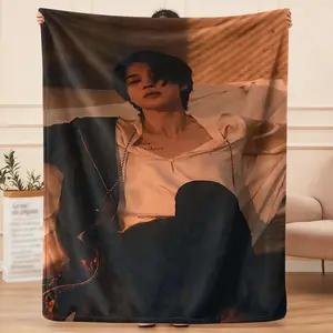 Jimin  flannel blanket, exclusive gift for home, office, camping travel, personalized pattern design, modern style, soft texture