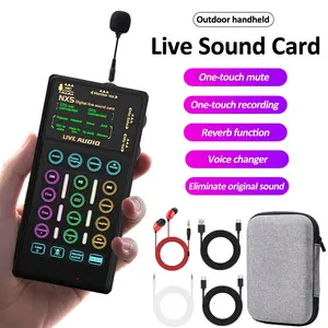 Portable Handheld Sound Card Set, Portable Microphone Kit, Voice Changer Device, Live Streaming, Audio Mixer, USB Audio Mixer, Podcast, Broadcasting, Singing, Podcast Equipment Kit