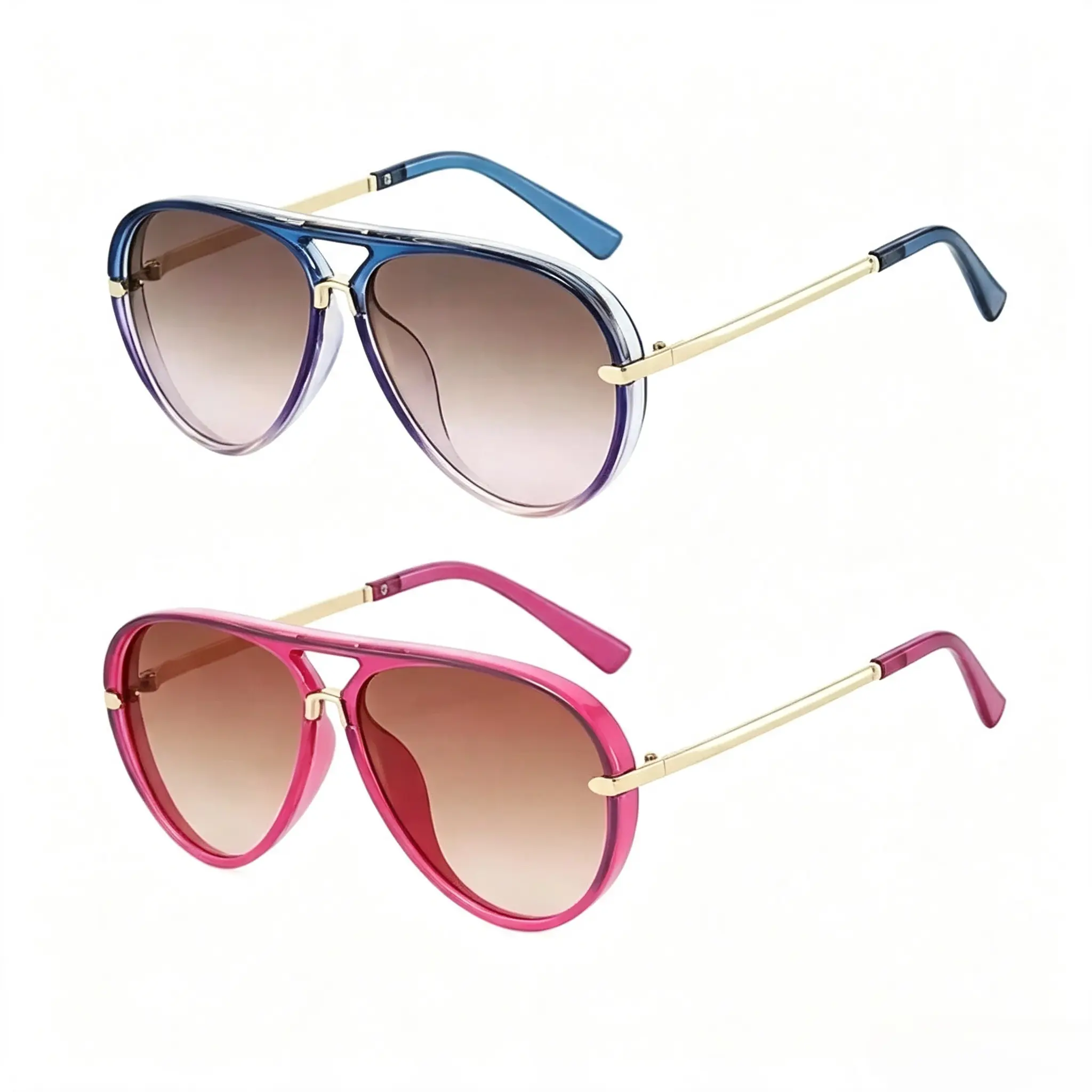 Women’s Retro Aviator Sunglasses, Trendy Gradient Lens Eyewear For Casual Streetwear, Outdoor Travel, Fashion Lightweight Shades For Daily Styling & Vacation Outfits  >