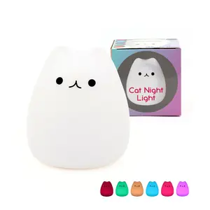 Cute Cat Design Night Light – Touch Control, Soft Silicone, Color Changing Lamp, Modern Mood Lighting