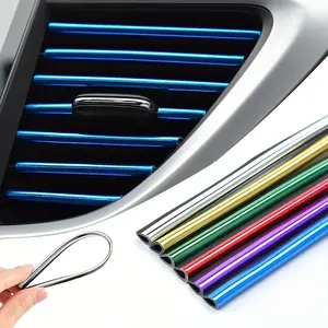 10pcs Car Air Vent Decorative Accessories, U-Shaped Electroplated Bright Strips, Soft Easy Installation, Enhance Interior Beauty, Car Interior Decoration Accessory