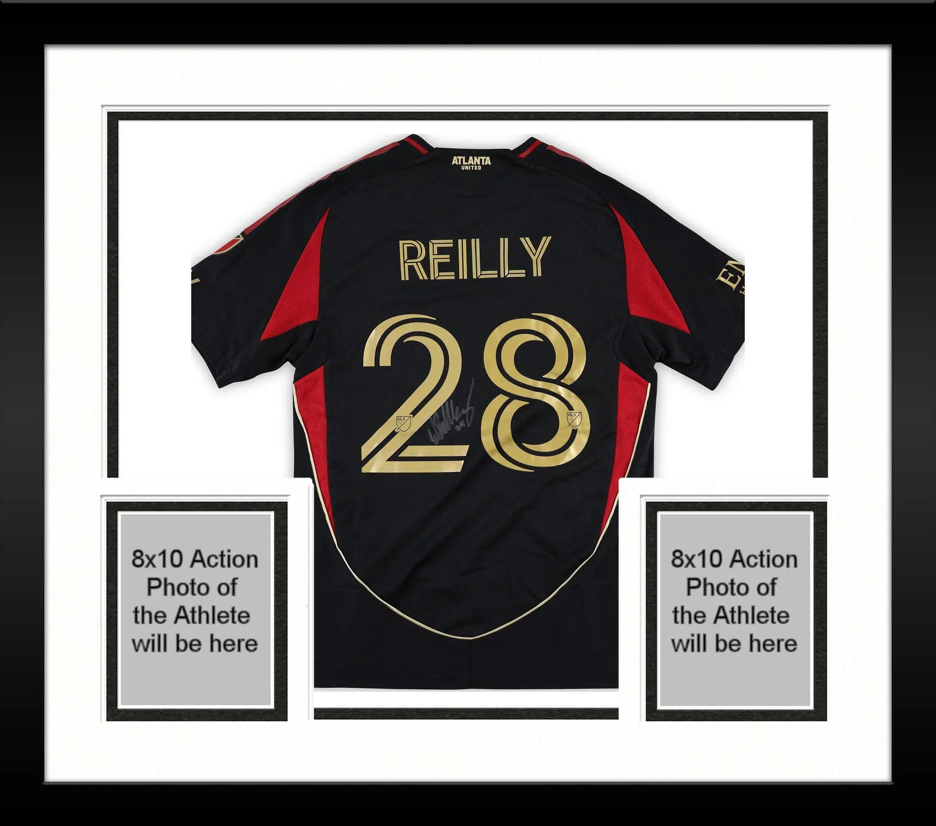 Framed Will Reilly Atlanta United FC Autographed Match-Used #28 Black Jersey from the 2025 MLS Season - Size M - Fanatics Authentic Certified - Soccer Memorabilia
