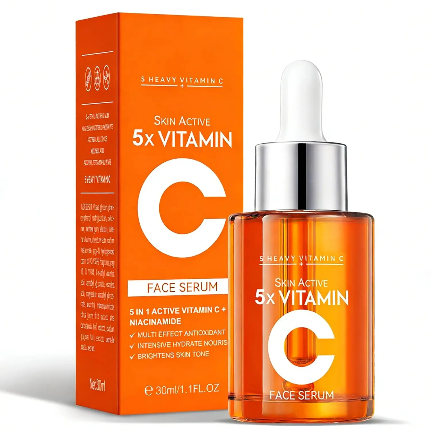 SADOER 5X Vitamin C Face home Serum with Niacinamide - Lightweight Hydrating Daily Glow Serum, Fast Absorbing Skincare, facial youthful-looking skin moisturizing 1.1 Fl Oz