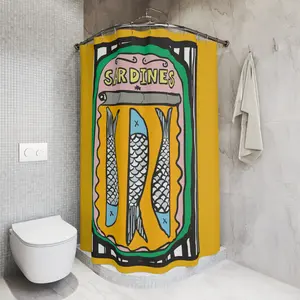 Vintage Sardine Shower Curtain, Nautical Bathroom Decor, Unique Gift for Fishermen, Coastal Home Accessories, Fun Marine Art