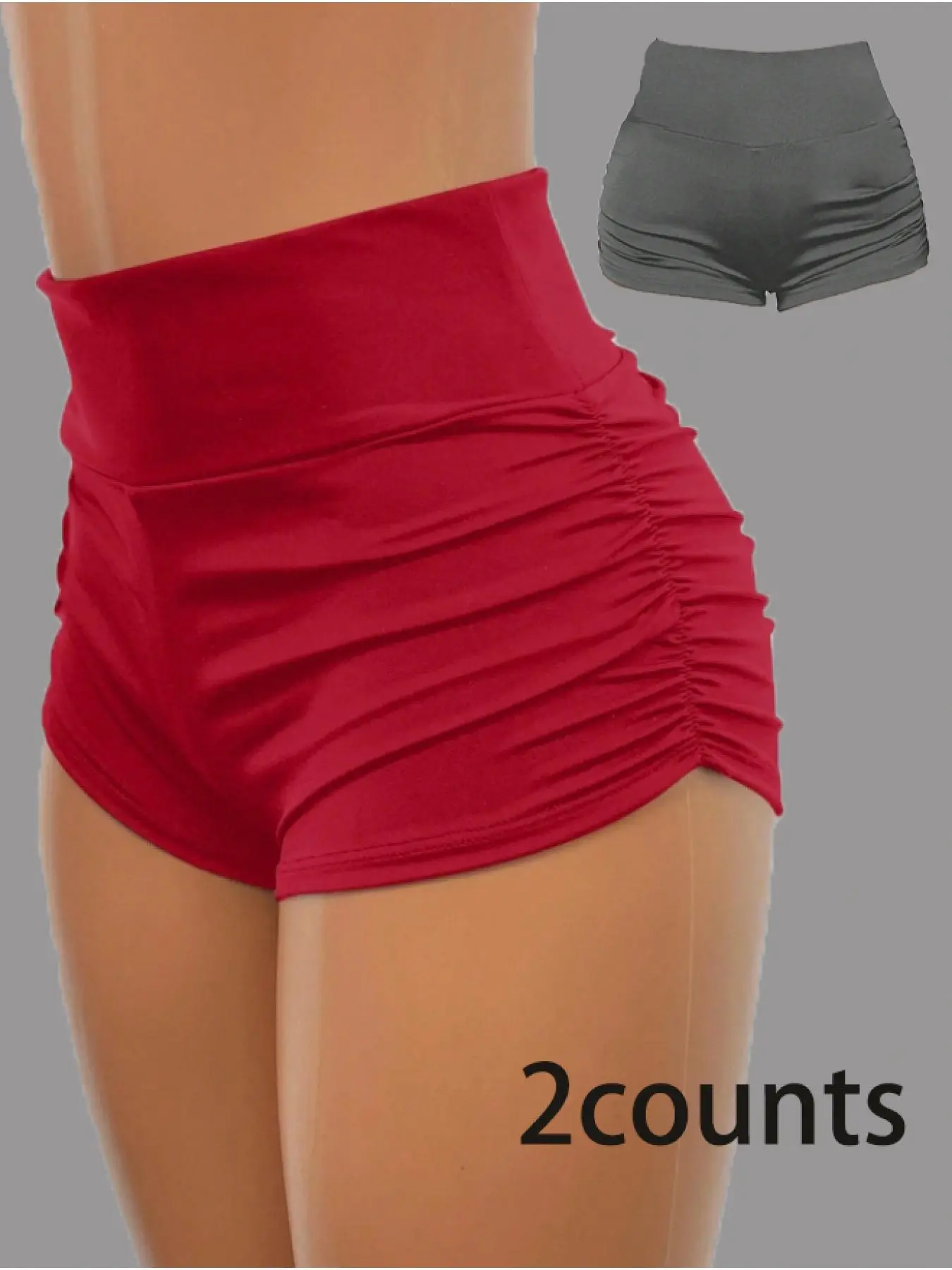 Women's Solid Ruched High Waist Skinny Shorts, Casual Comfy Breathable Shorts for Daily Wear, Ladies Bottoms for Summer, Womenswear
