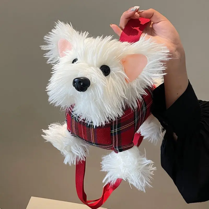 Women's Fuzzy Plush 2026 Zipper Crossbody Bag with Shoulder Strap - Casual Everyday Red Plaid Purses, Graduation-Themed Gift Box Included, Teacher Appreciation Gift
