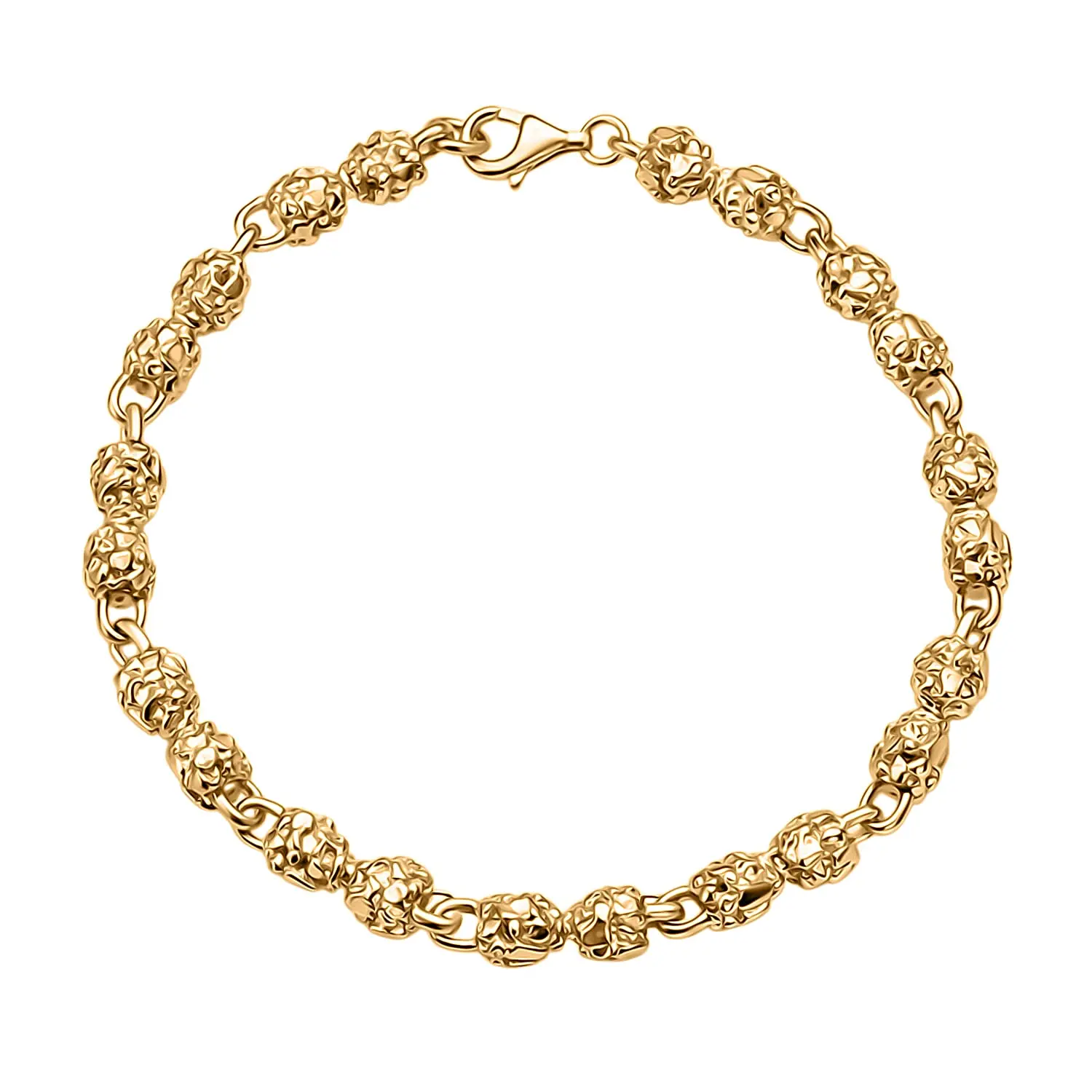 Epic Deal 18K Vermeil YG Over Sterling Silver Nugget Link Men's Bracelet (8.50 In) (21.20 g)