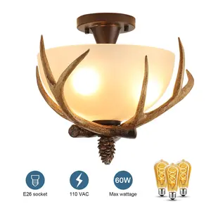 Antler Pendant Ceiling Lighting Craftmade Small Rustic Deer Antler Light 3-Light 60 Watts 12.59" H x 14.17" W Vintage Style Ceiling Lamp E26 Socket 110VAC Max 60W Decorative Interior Lighting