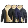 Men's Basic Fitted Retro Woven Thermal Lined Hooded Jacket - Long Sleeve Polyester Menswear Coat, Full-Zip, Zipper Pockets, Thanksgiving-Ready Top