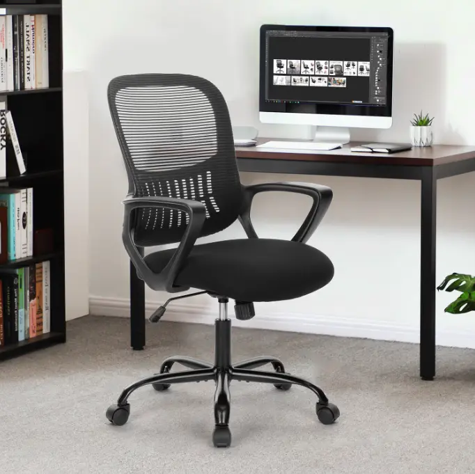 edx Desk Chair with Ergonomic Lumbar Support for Home, Office, Bedroom, 250lbs, Black