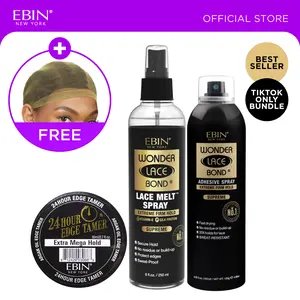 EBIN Wonder Lace Bond Complete Wig Install Kit + Edge Tamer Mega Hold & FREE HD Wig Cap | Adhesive Spray, Melt Spray, Edge Control Bundle