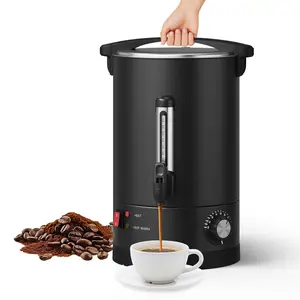 Commercial electric coffee pot hot drink machine - double wall stainless steel, large capacity, suitable for catering, gatherings, events, buffets - easy to use, black -12L/80-120 cups
