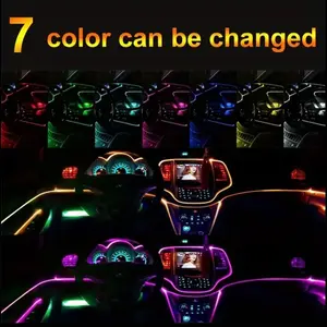 3M - 9.84 feet 7 Color In 1 Car Interior Accessories Atmosphere Lamp EL Cold Light Line With USB DIY Decorative Dashboard Console Auto LED Ambient Lights