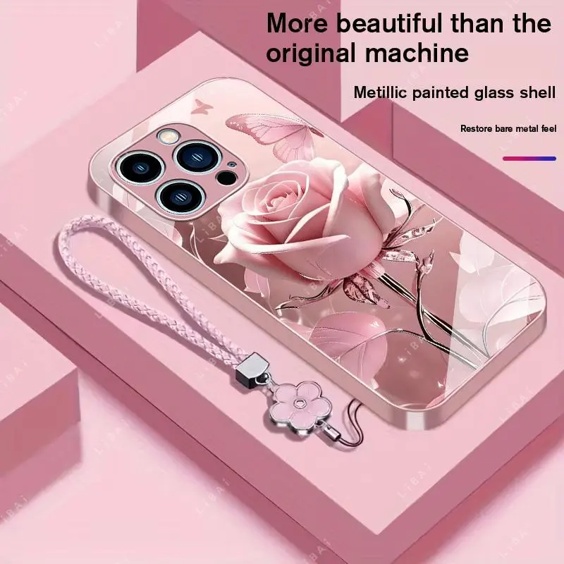 Suitable for [iPhone 13 Pro] high-end phone case，a beautiful four-leaf clover lanyard is included,exquisite and high-end design,a variety of colors are available for you to choose from YM99