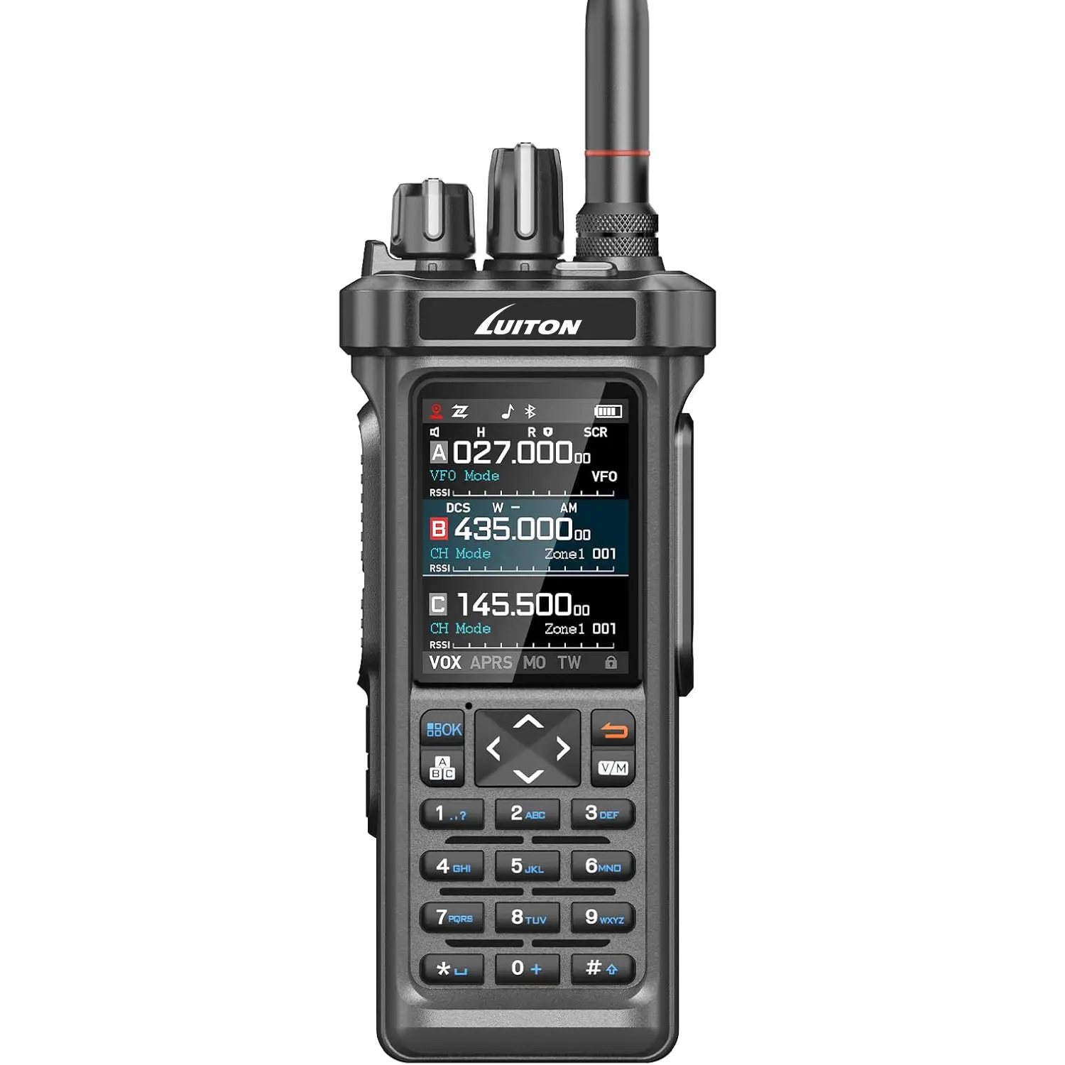 LUITON LT-950 PRO Licensed Adult Handheld Unit 2-Way Walkie Talkie Audio Device - Multi-band Receiver, GPS, APRS, Bluetooth, Frequency Setting, Spectrum Analyzer, NOAA Weather, Wireless Fast Charging, Mobile Programming Cable, Local Use, ABS Construction