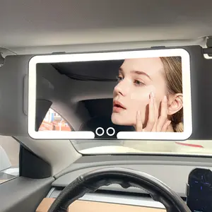 Car Sun Visor Mirrors, Rechargeable Car Makeup Mirror, Touch Screen Makeup Mirror with Dimmable Light, Car Interior Accessories for Women, Birthday Gift Mother's Day Gift