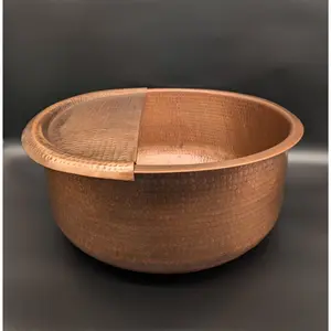 Pure Copper Hammered Pedicure Bowl With Footrest