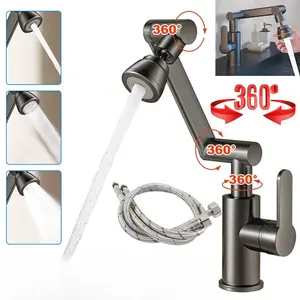 Brass Bathroom Faucet, 360° Swivel Single Handle Mixer Tap, Hot Cold Vanity Faucet with Ceramic Cartridge#Summervibes